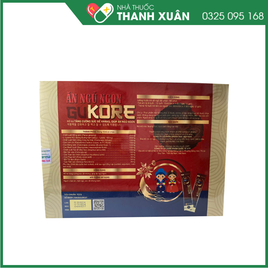 Ăn ngủ ngon GUKORE hỗ trợ giảm lo âu, căng thẳng, người say tàu xe